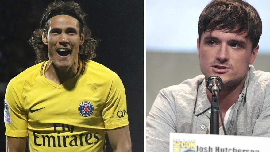 El futbolista Cavani y el actor Josh Hutcherson. // FdV