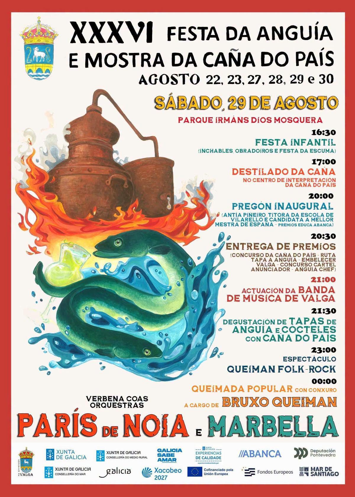 Cartel da XXXVI Festa da Anguía e Mostra da Caña do País.