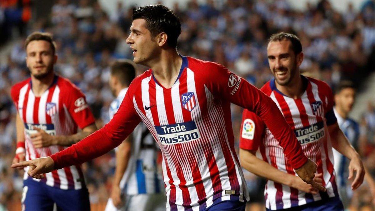 Morata lideró la victoria del Atlético en Anoeta con un doblete