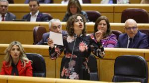 La vicepresidenta primera y ministra de Hacienda, María Jesús Montero, durante el pleno del Senado celebreado este martes.