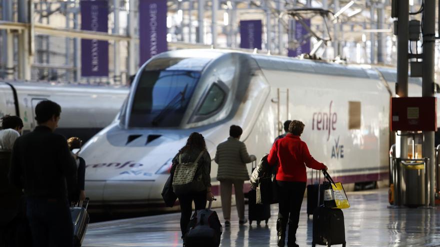 Varios viajeros cogen el Ave en la Estación María Zambrano.