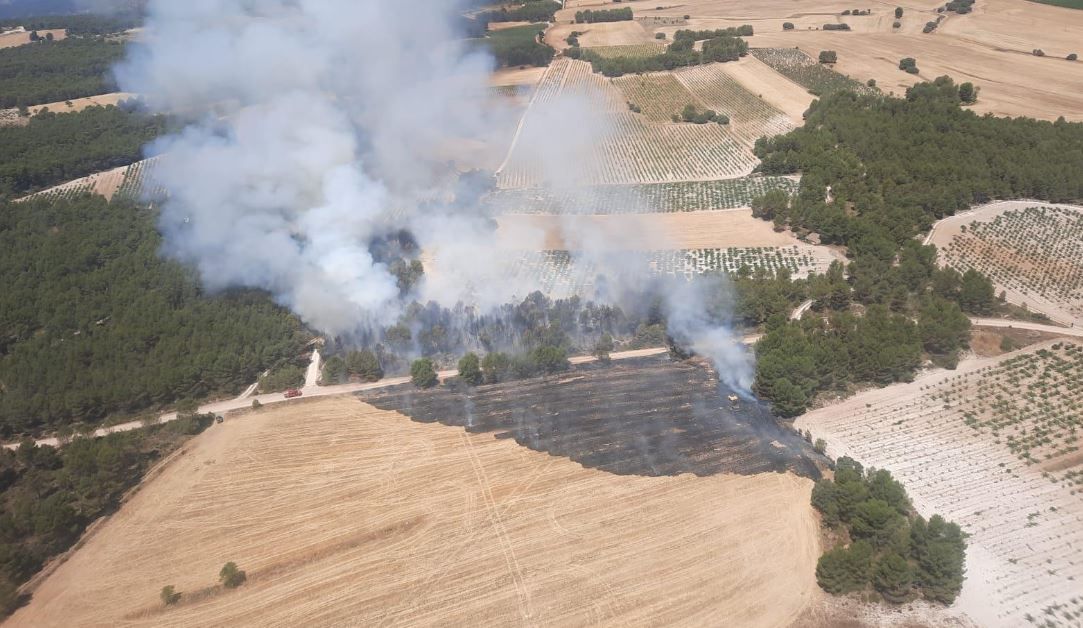 Declarado un incendio en Requena entre las aldeas de Los Pedrones y Casas del Río