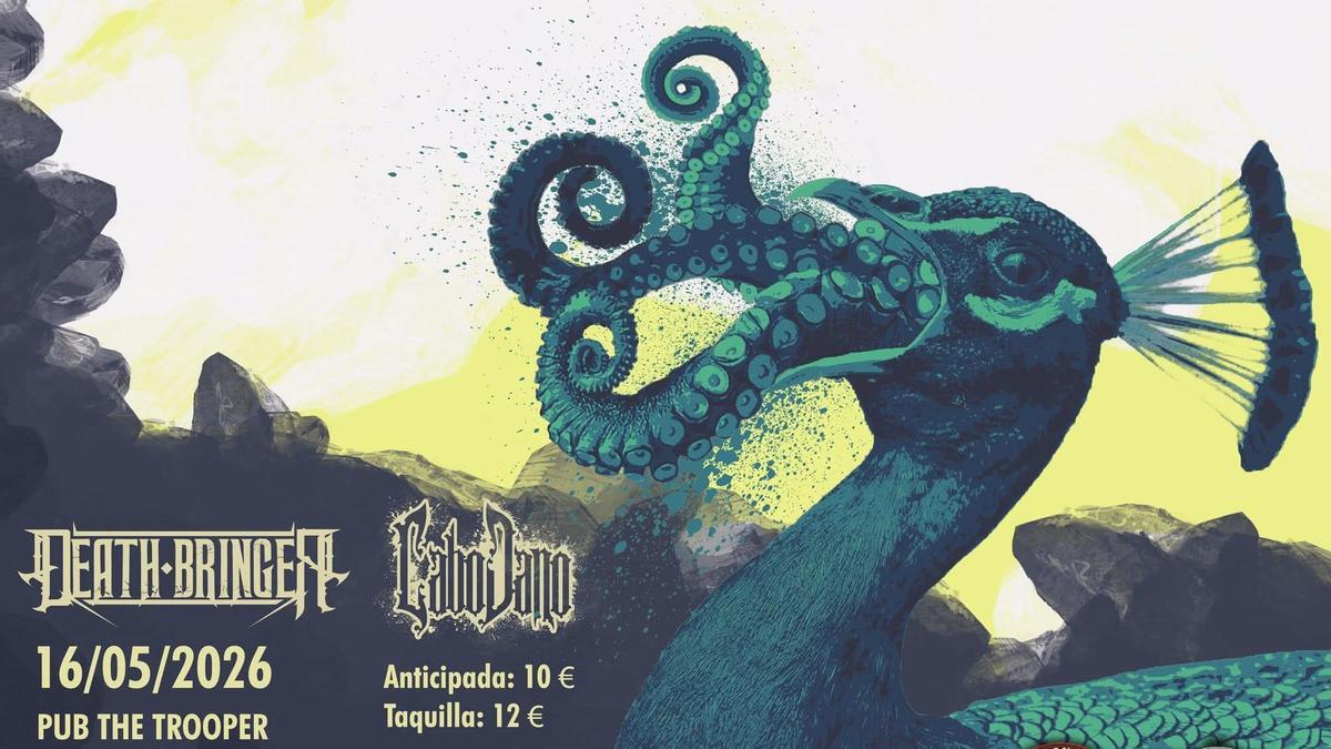 El cartel del concierto de esta noche en The Trooper, con Death Bringer y Cabodano.