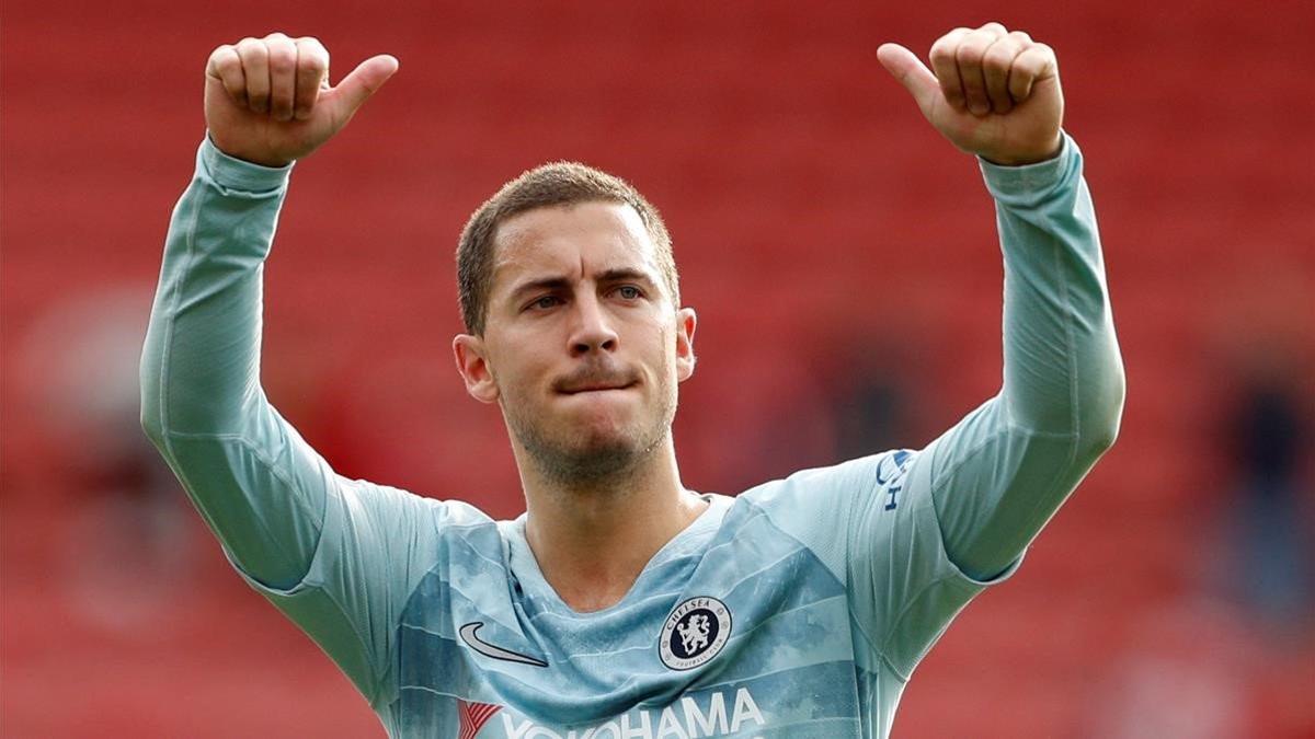 Eden Hazard, la estrella del Chelsea, tras un gol reciente.