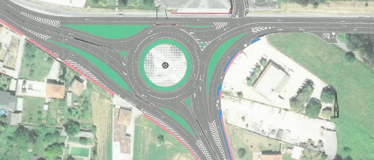 Plano con la rotonda prevista en el cruce de las carreteras N-6 y AC-164, en Bergondo. |   // LA OPINIÓN