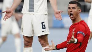 Cristiano Ronaldo, frustrado ante Eslovenia