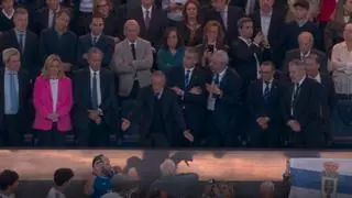 Tensión en el Bernabéu: Florentino discutiendo en la grada y Mbappé y Vinicius señalados