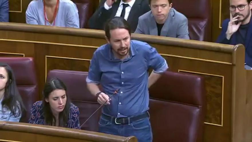 Pablo Iglesias llora en el Parlamento