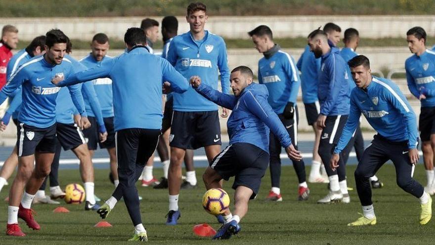 Entrenamiento del Málaga CF en el Ciudad de Málaga