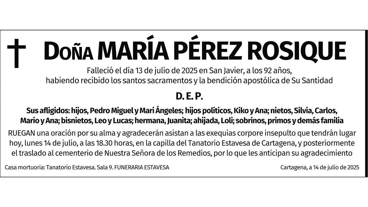 Dª María Pérez Rosique