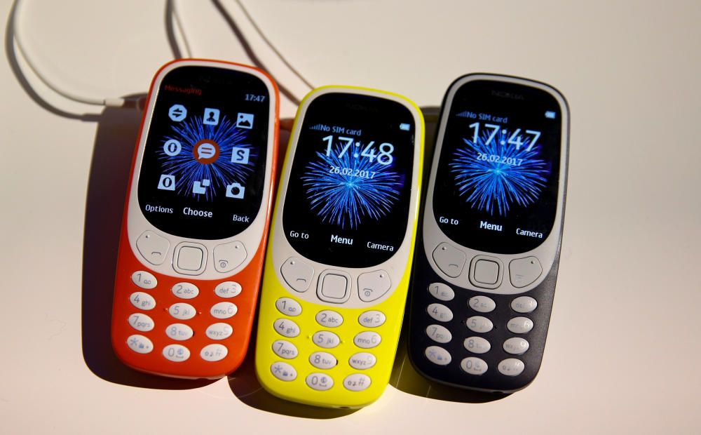 Nokia 3310 devics are displayed after their ...