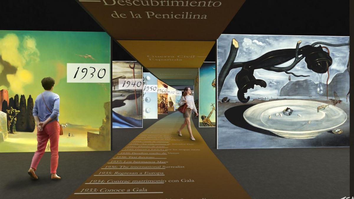 Un muntatge de com serà l’experiència immersiva »Desafio Dalí» a IFEMA. | ACN/FUNDACIÓ GALA DALÍ
