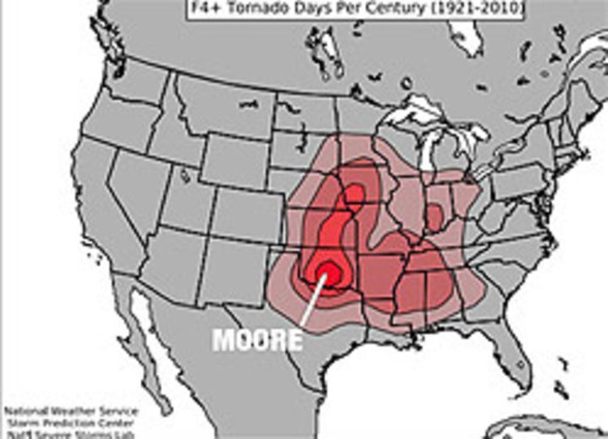 Ubicació de la localitat de Moore al mapa de la zona d’Oklahoma afectada pel tornado.