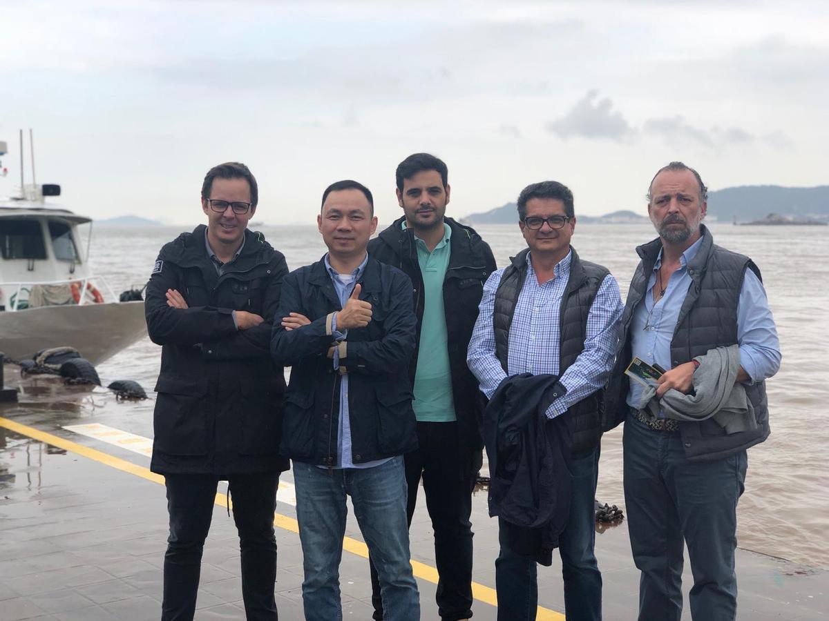 El equipo fundador de Wofco. Desde la izquierda, Borja Tenorio, Kunming Yang, Alberto Barreiro, Giansandro Perotti y Alfredo Méndez