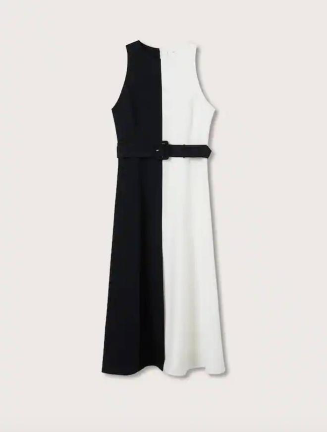 Vestido blanco y negro de Mango