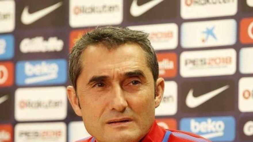 Ernesto Valverde, ayer, durante su rueda de prensa. // Europa Press