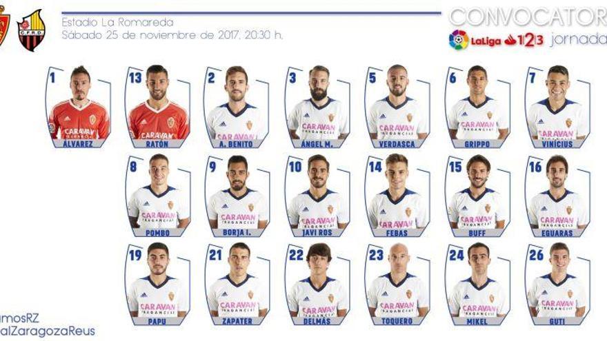 Diecinueve jugadores convocados para el partido frente al Reus