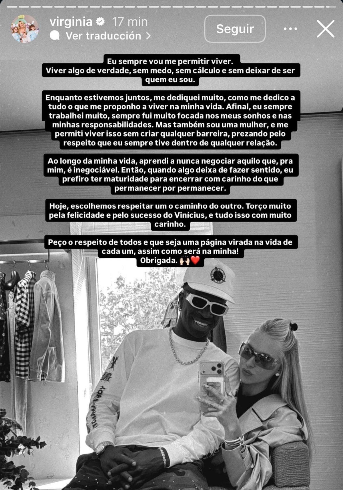 El comunicado de la novia de Vinicius