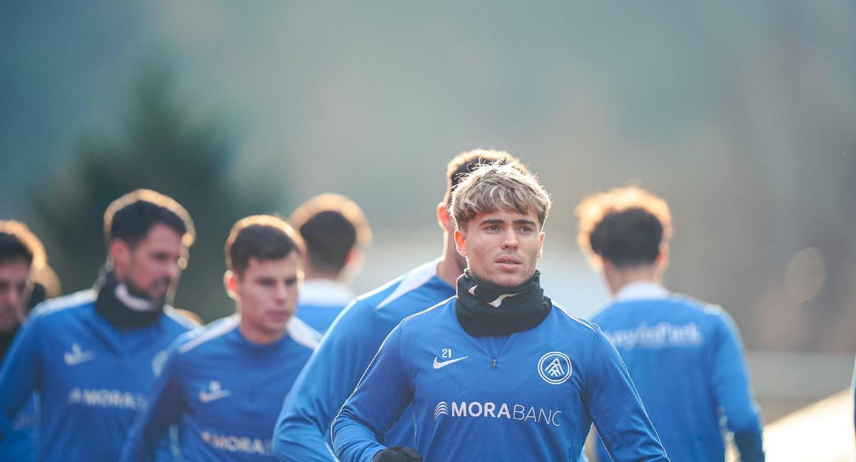 El Andorra en un entrenamiento preparando el duelo ante el Amorebieta