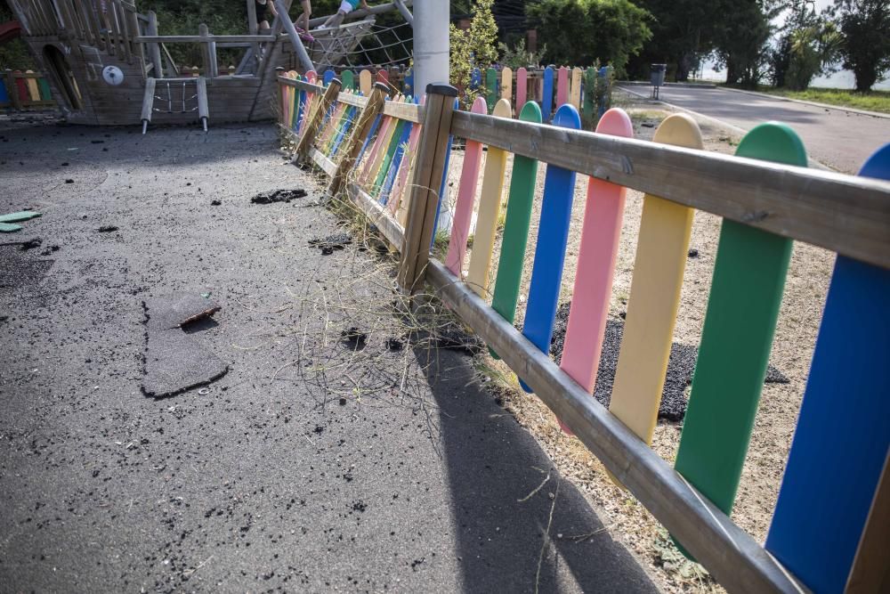El deterioro de la ETEA: destrozos y vandalismo en el parque infantil