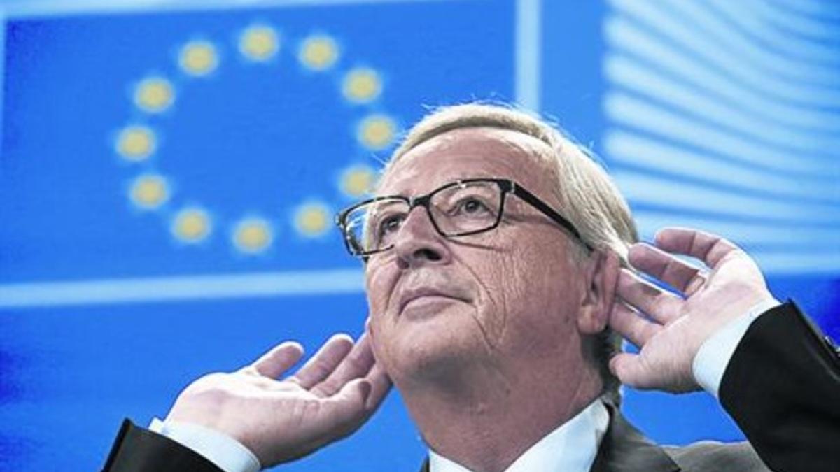 El presidente de la Comisión Europea, Jean-Claude Juncker, en una rueda de prensa, ayer.