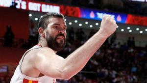 Marc Gasol celebra la victoria sobre Australia tras dos prórrogas y el pase a la final.