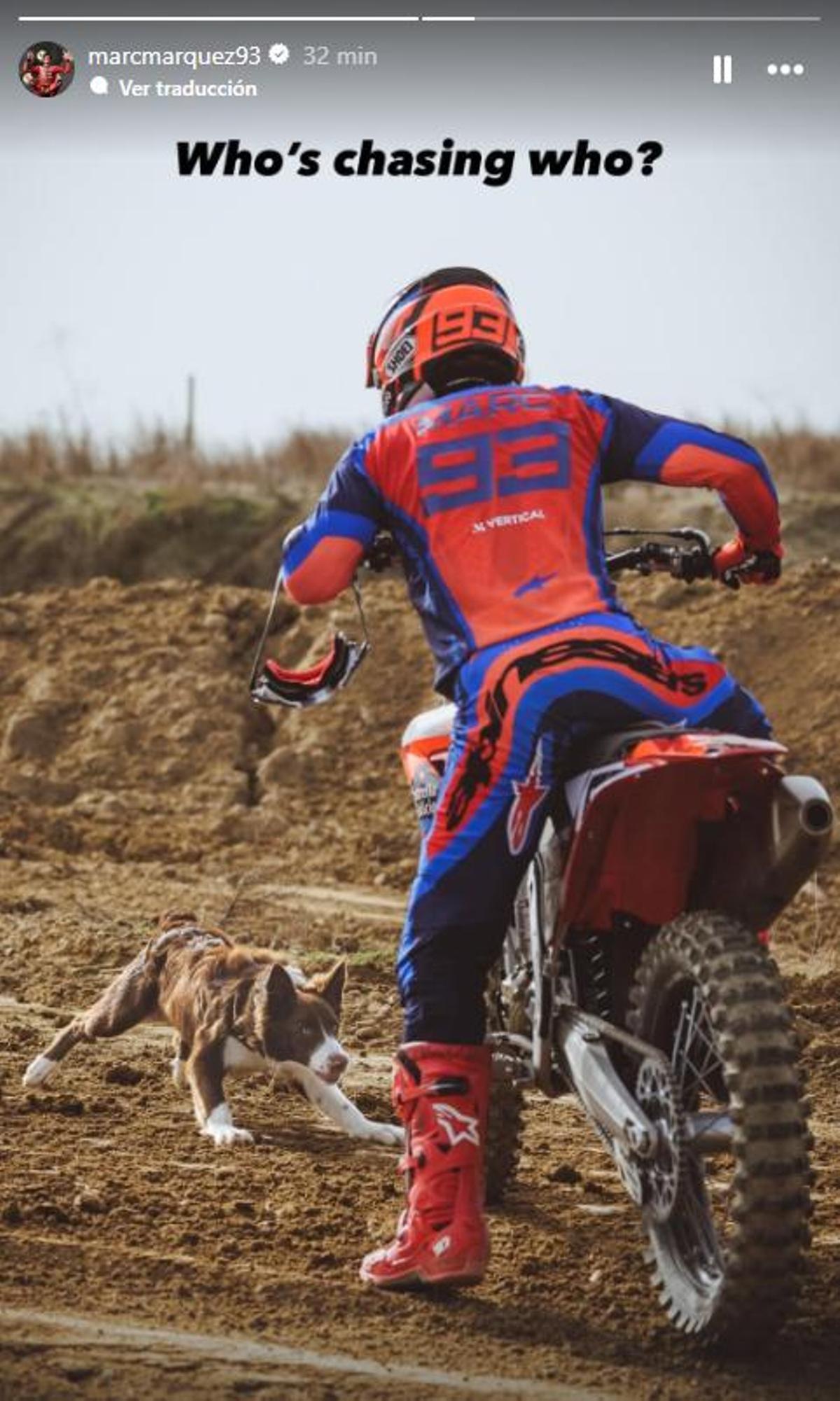 Marc Márquez entrenó con un invitado de lujo, su perro Turco