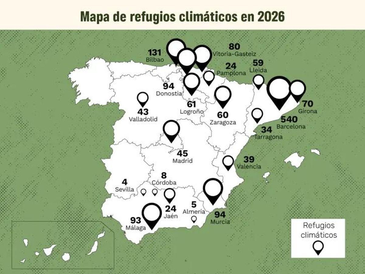 Mapa de refugios climáticos en 2026