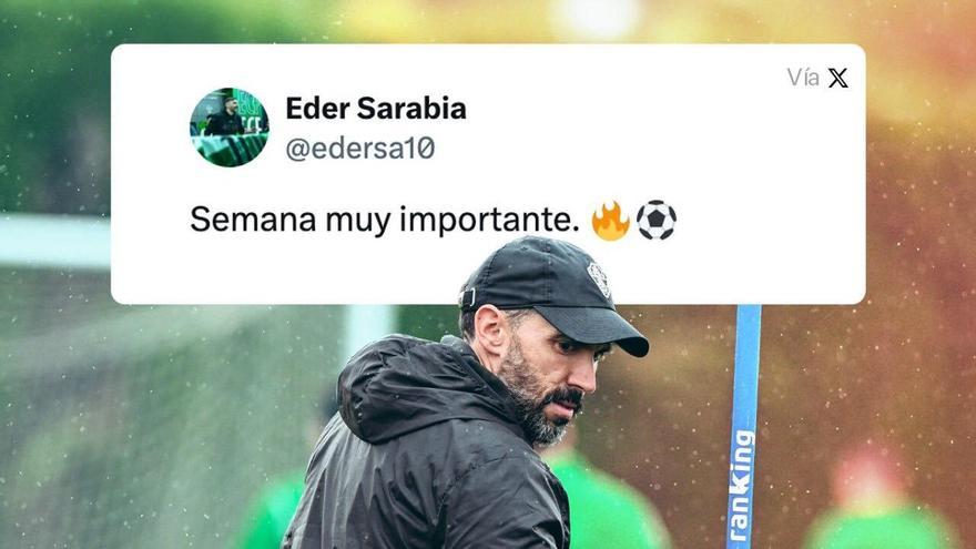 Eder Sarabia clava una pica, con un tuit suyo implementado en la imagen.