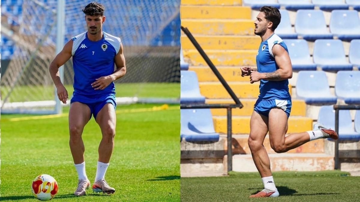 Oriol Soldevila y Alejandro Sotillos, trabajando sobre el césped del Rico Pérez en imágenes recientes publicadas en sus redes sociales.