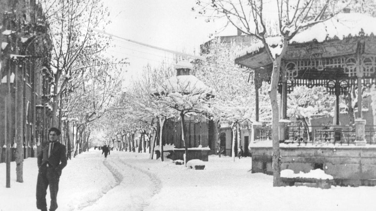 Imagen del Parque Ribalta totalmente nevado