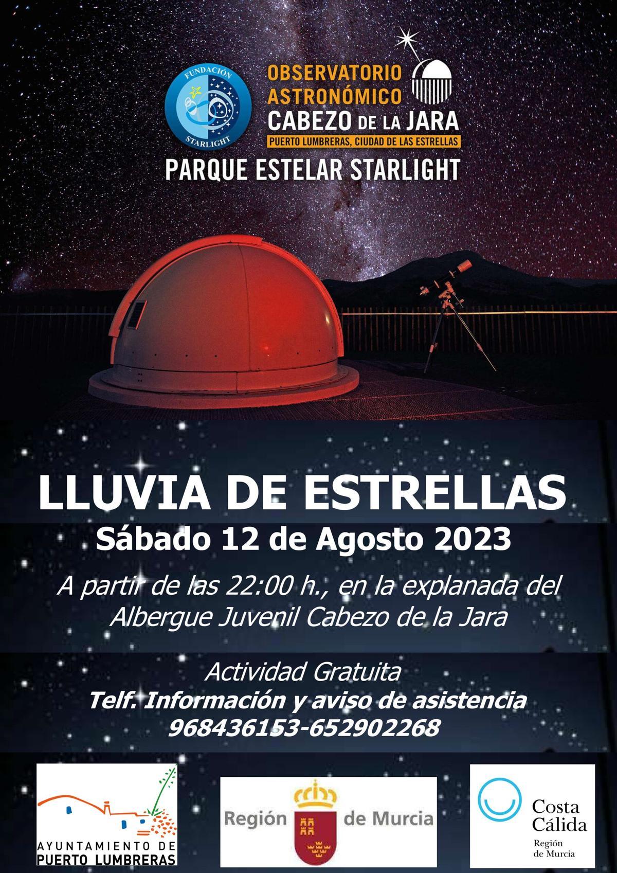 Cartel Lluvia de Estrellas 2023 de Puerto Lumbreras