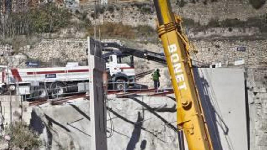 Imagen de archivo de las obras para reparar el muro.