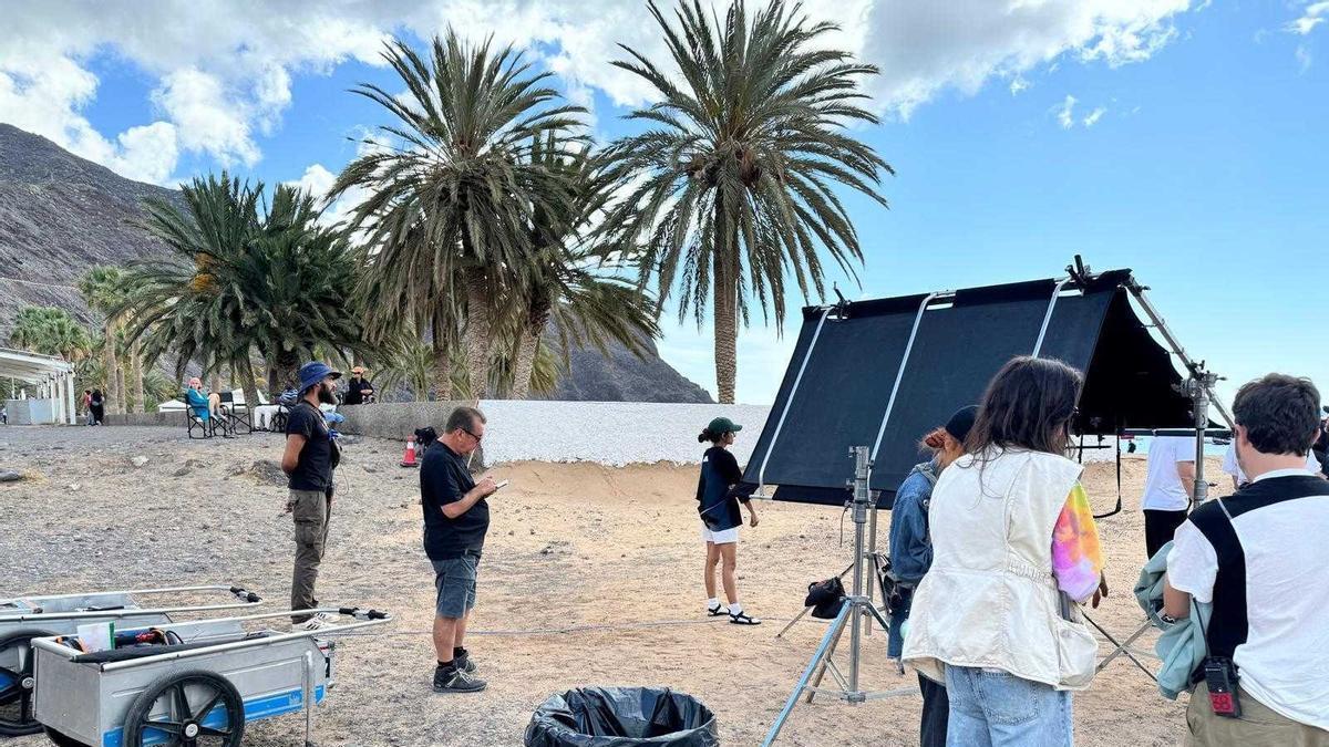 Rodaje en la playa de Las Teresitas.