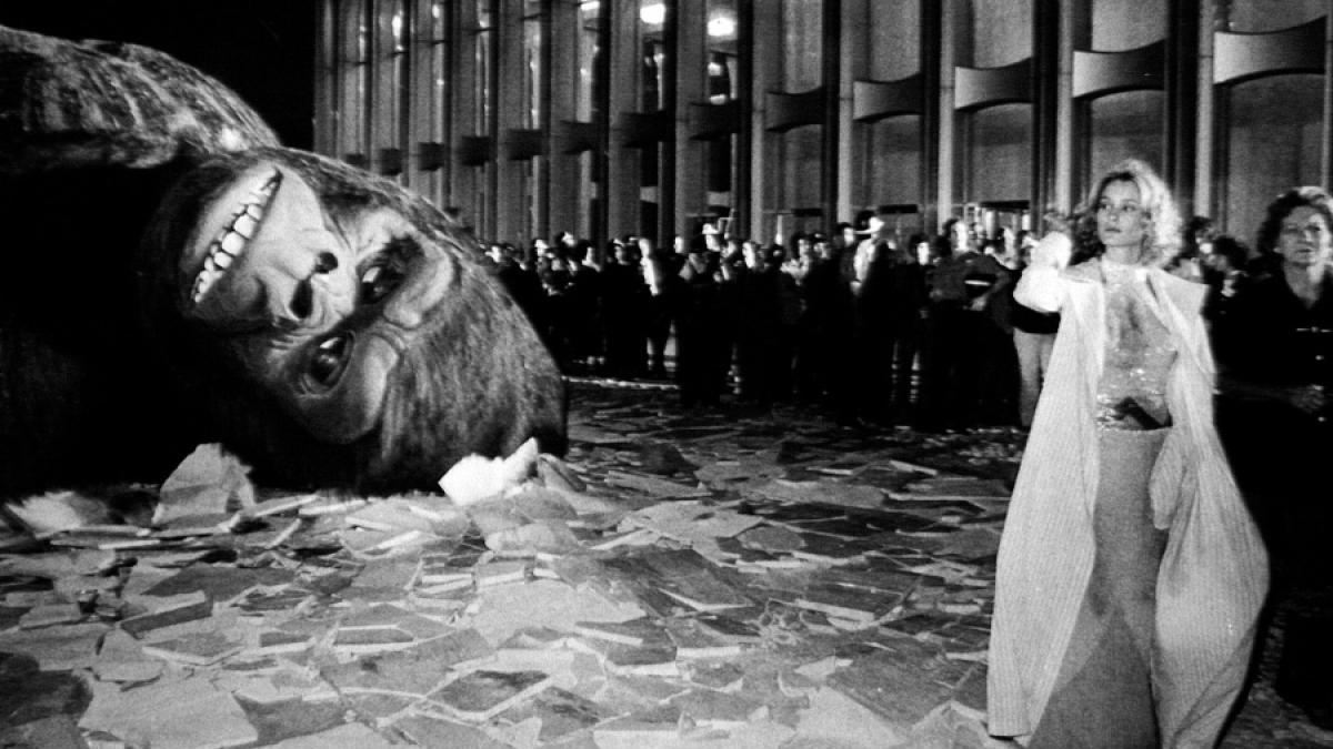 Jessica Lange, en el rodaje de la película &quot;King Kong&quot; de 1976