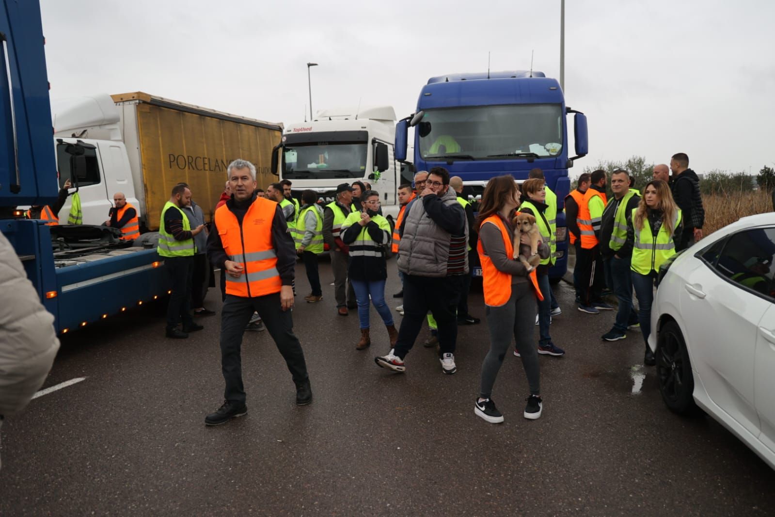 Protesta de camioneros en Castellón