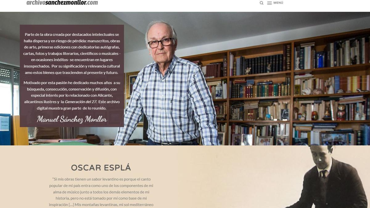 Sánchez Monllor, en la portada de la web.