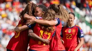 Partido de clasificación para la Copa Mundial Femenino entre España y Ucrania, en imagenes.