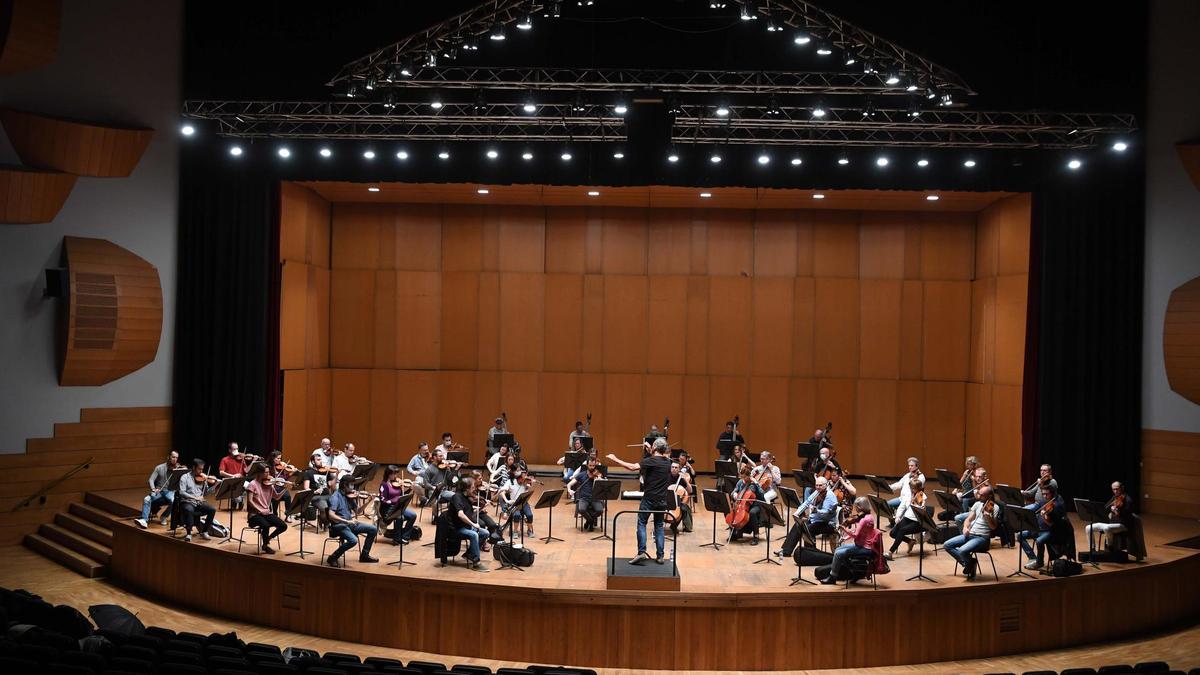 Ensayo d ela Orquesta Sinfónica de Galicia.