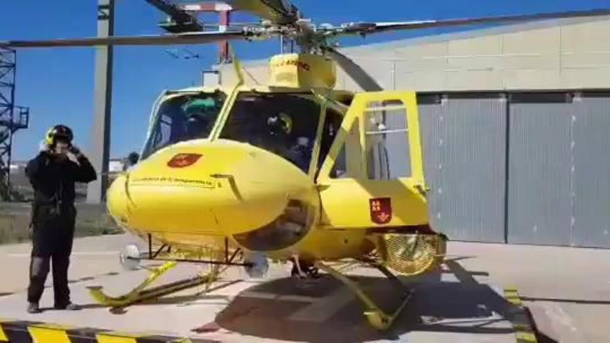 Rescatan con un helicóptero a un ciclista herido en Santomera