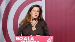 La coordinadora nacional de Catalunya en Comú, Candela López, este lunes en rueda de prensa