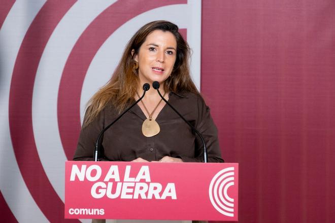 La coordinadora nacional de Catalunya en Comú, Candela López, este lunes en rueda de prensa