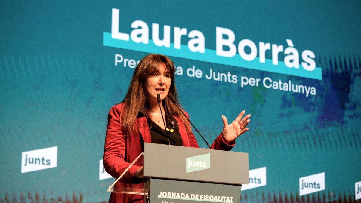 La presidenta de Junts, Laura Borràs, en una jornada sobre fiscalidad