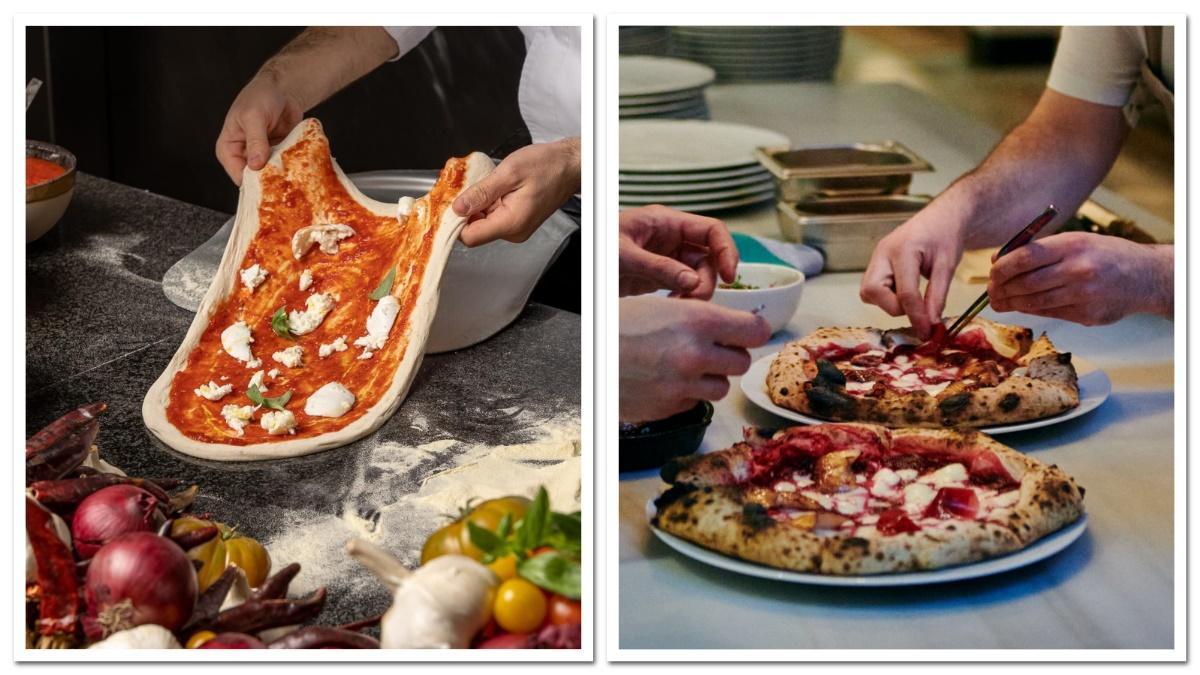 Una de las cinco pizzas de La Tavola de Blanc, en el Hotel Mandarin Oriental de Barcelona (izquierda), y la de Sartoria Panatieri & Rooftop Smokehouse (derecha).