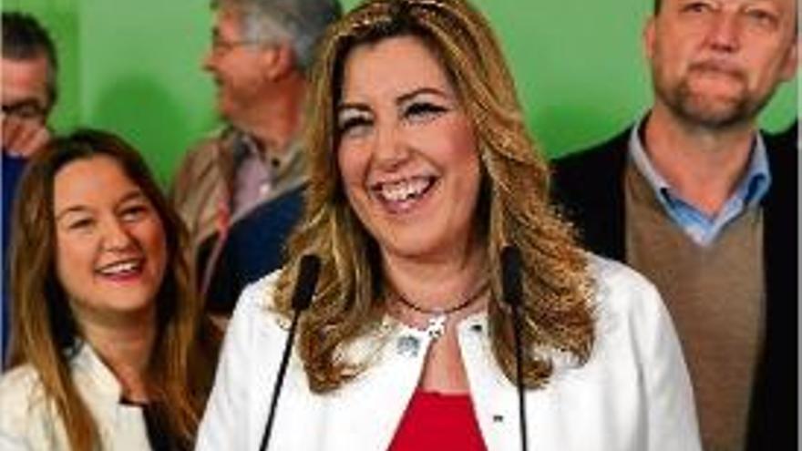 Susana Díaz, durant la roda de premsa per valorar els resultats.