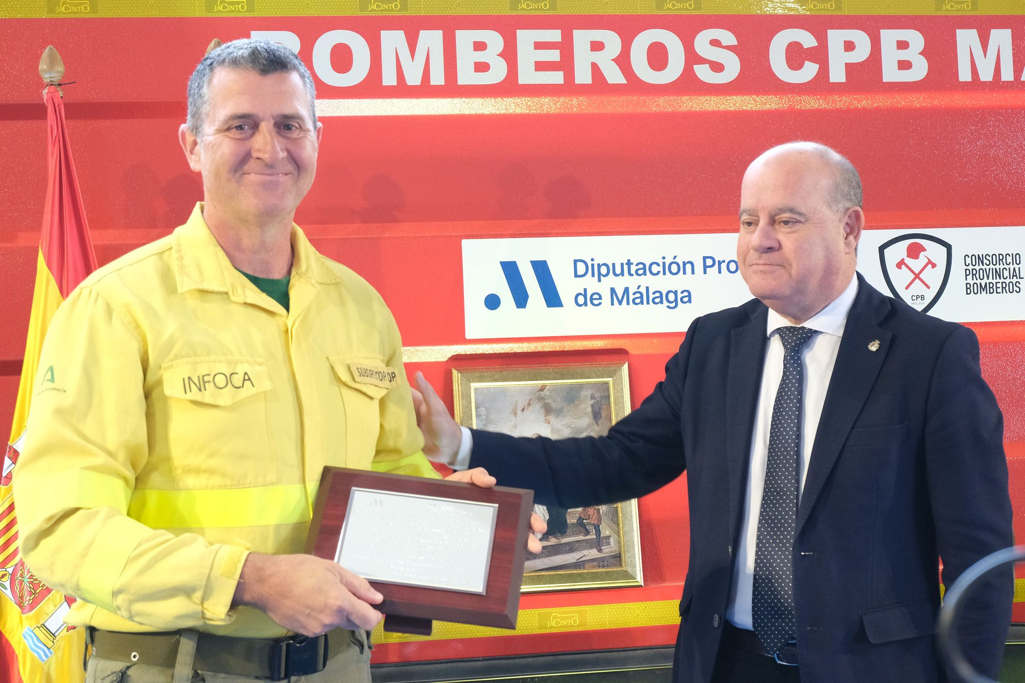 El Consorcio Provincial de Bomberos (CPB) de Málaga celebra el día de su patrón, San Juan de Dios, en el parque de bomberos de Antequera.