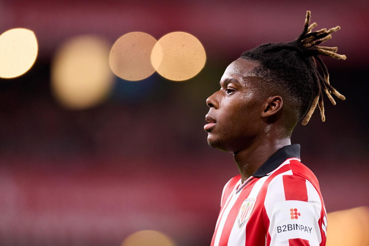 Nico Williams of Athletic Club looks on during the LaLiga EA Sports match between Athletic Club and Atletico de Madrid at San Mames on December 6, 2025, in Bilbao, Spain. AFP7 06/12/2025 ONLY FOR USE IN SPAIN. Ricardo Larreina / AFP7 / Europa Press;2025;SPAIN;SPORT;ZSPORT;SOCCER;ZSOCCER;Athletic Club v Atletico de Madrid - LaLiga EA Sports;