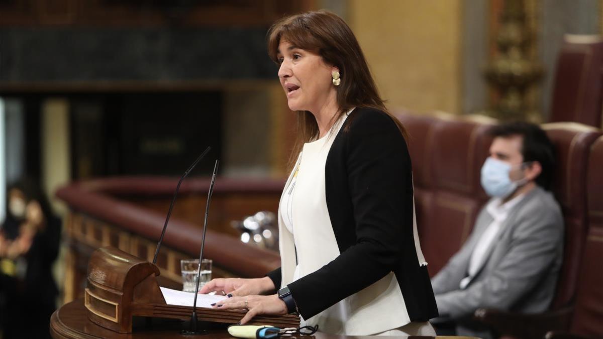 La portavoz parlamentaria de JxCat  Laura Borras interviene en una sesion plenaria en el Congreso de los Diputados  en Madrid (Espana)  a 2 de febrero de 2021  Durante este pleno el PP defiende su plan de choque para la hosteleria  con medidas como la reduccion del IVA aplicado a la hosteleria  restauracion y resto de empresas turisticas al 4   un  Plan Renove  para financiar la adaptacion de negocios a la situacion de pandemia y ayudas directas al alquiler a autonomos y pymes   02 FEBRERO 2021 PSOE PP PLENO CONGRESO PLAN RENOVE  EUROPA PRESS M FERNANDEZ  POOL  02 02 2021