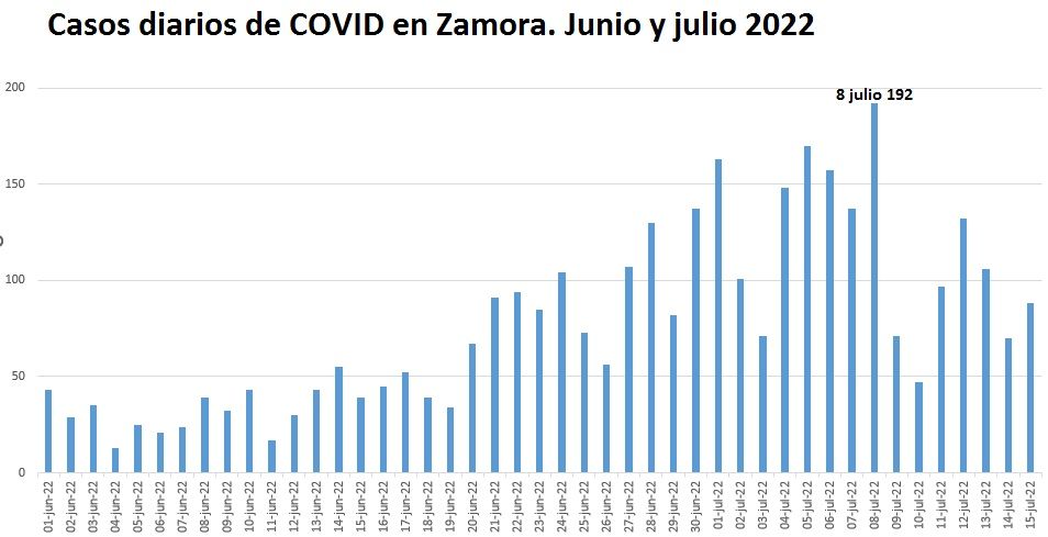 Evolución a la baja de los contagios diarios de coronavirus en Zamora