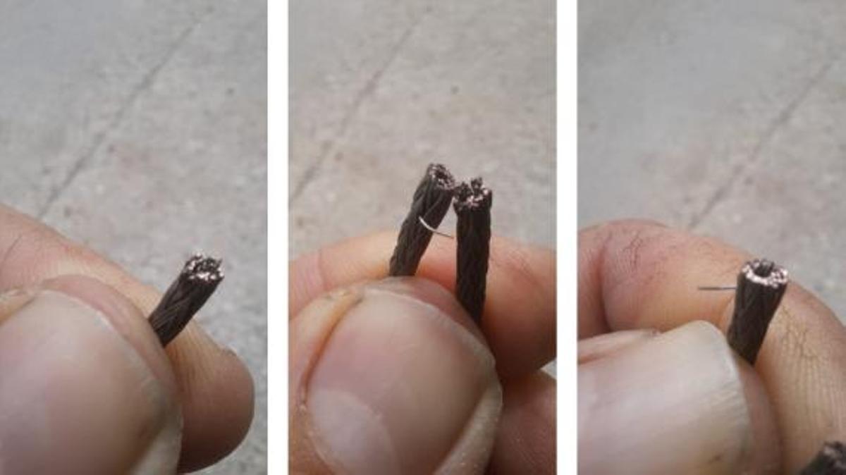 Imagen de los cables cortados.
